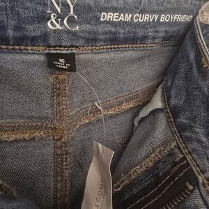 New York & Company Dream Curvy Boyfriend Jeans - Dark Blue